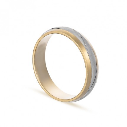 Alianza de oro bicolor 9k centro facetado 4.5mm Oro Vivo