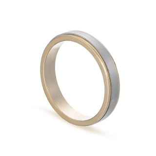 Alianza de oro bicolor 9k centro satinado 4mm Oro Vivo