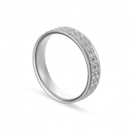 Alianza de oro blanco 9k centro facetado 4 5mm Oro Vivo