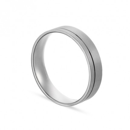 Alianza de oro blanco 9k linea lateral 5mm Oro Vivo
