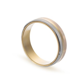 Alianza de oro tricolor 9k y textura 5mm tricolor Oro Vivo