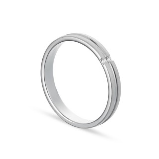 Alianza de oro blanco 9k 2 diamantes 0.02ct 3mm Oro Vivo