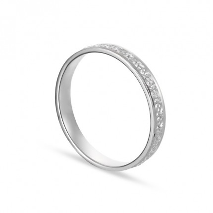 Alianza de oro blanco 9k facetada 3mm Oro Vivo
