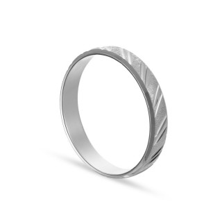 Alianza de oro blanco 9k plana ranuras 4mm Oro Vivo