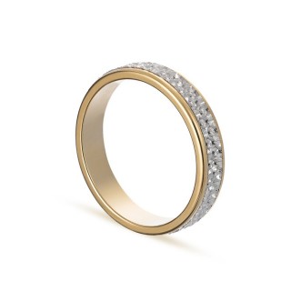 Alianza de oro bicolor 9k facetada 4mm Oro Vivo