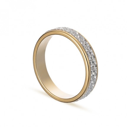 Alianza de oro bicolor 9k facetada 4mm Oro Vivo