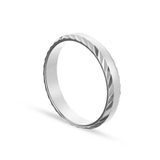 Alianza de plata Mate con Bordes Lapidados de 4MM
