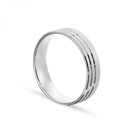 Alianza de plata lapidada con 3 ranuras de 5.5 MM