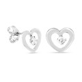 Pendientes de oro blanco 9 KT corazón y brillo