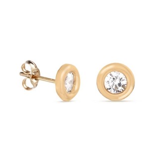 Brincos em ouro amarelo 9 kt com chatón de 4 mm