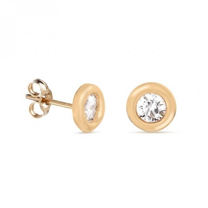 Brincos em ouro amarelo 9 kt com chatón de 4 mm