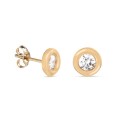 Brincos em ouro amarelo 9 kt com chatón de 4 mm