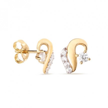 Brincos médios em ouro bicolor 9 kt com zircónia