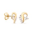 Brincos médios em ouro bicolor 9 kt com zircónia