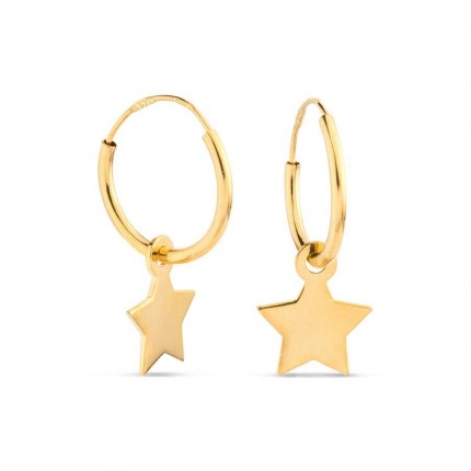 Pendientes Aro de oro amarillo 9 KT con colgante estrella