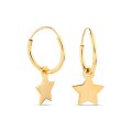 Argolas em ouro amarelo 9 kt e estrela