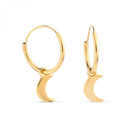 Argolas em ouro amarelo 9 kt com Meia lua