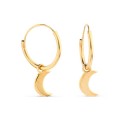 Pendientes Aro de oro amarillo 9 KT con media luna