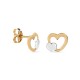 Pendientes de oro bicolor 9 KT corazón doble