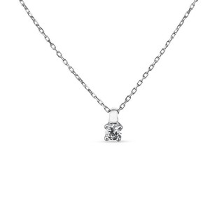 Collar de oro blanco 9 KT con circonita 4 garras de 42 cm