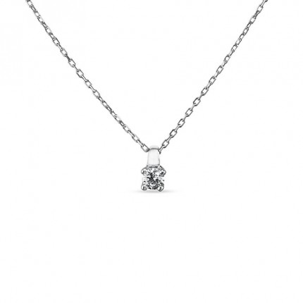 Colar ouro branco 9 kt zircónia 4 garras 42 cm