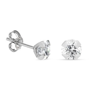 Pendientes de oro blanco 9 KT con circonita de 5 mm
