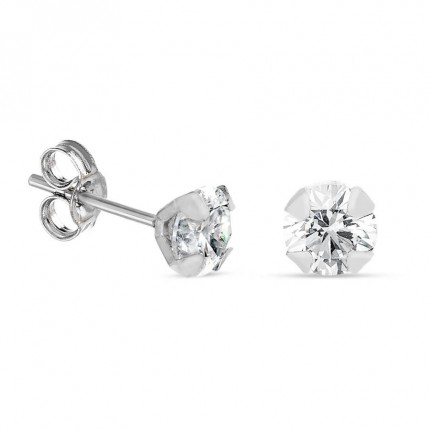 Brincos em ouro branco 9 kt com zircónia de 5 mm