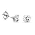 Brincos em ouro branco 9 kt com zircónia de 5 mm