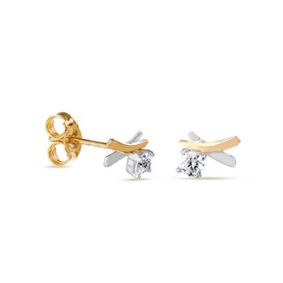 Pendientes de oro bicolor 9 KT con x circonita