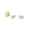 Brincos em ouro bicolor 9 kt barras com zircónias