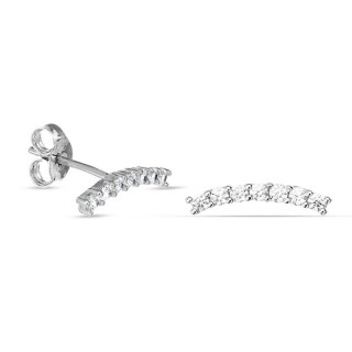 Brincos em ouro branco 9 kt com linha zircónia