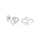 Pendientes de oro blanco 9 KT corazón duplo