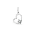 Pendente em ouro branco 9 kt com zircónia e coração
