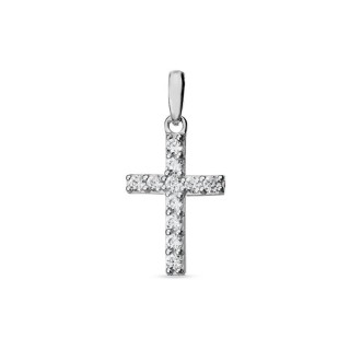 Pendente em ouro branco 9 kt com cruz de zircónia