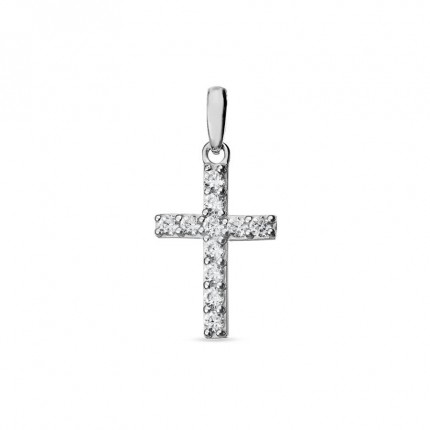 Pendente em ouro branco 9 kt com cruz de zircónia