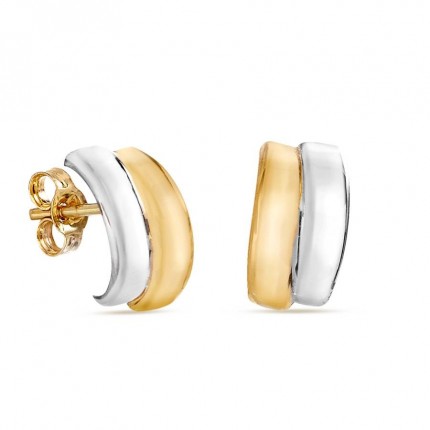 Pendientes de oro bicolor 9 KT con barras y cruz