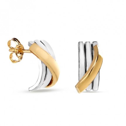 Pendientes de oro bicolor 9 KT con caracola