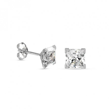 Brincos em ouro branco 9 kt de 9 mm 6x6mm