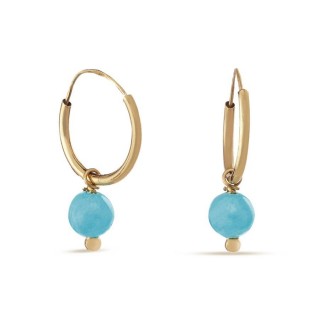 Argolas em ouro amarelo 9 kt turquesa de 4 mm