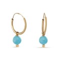 Argolas em ouro amarelo 9 kt turquesa de 4 mm