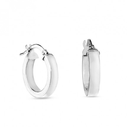 Argolas em ouro branco 9 kt planos de 10mm