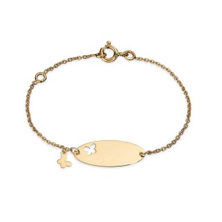 Pulsera de oro amarillo 9 KT para identificación mariposa