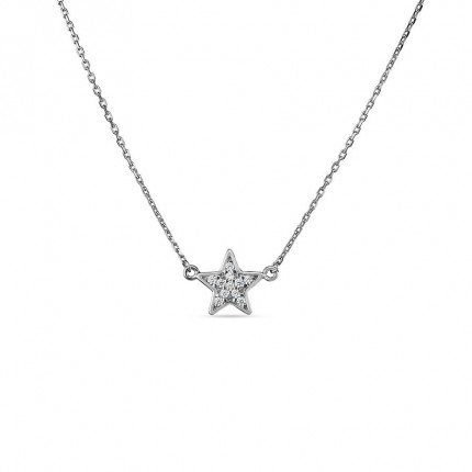 Colar de prata estrela e zircónia 42 cm