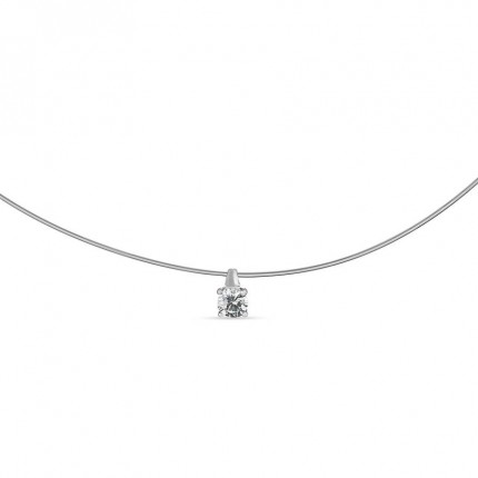 Colar de prata fio transparente de 42CM zircónia 4.5mm
