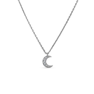 Colar de prata meia lua zircónia 42 CM
