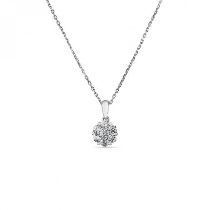 Colar de prata roseton 7 zircónias