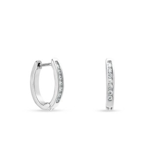 Pendientes de aro de plata carril circonita