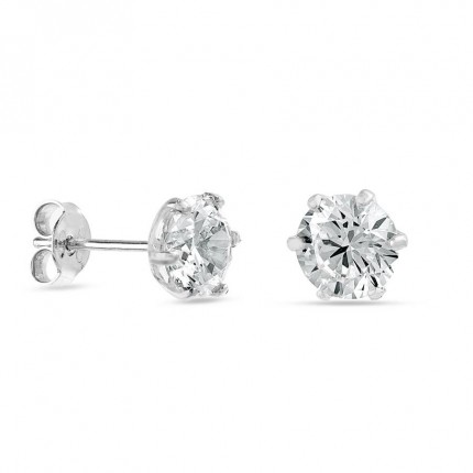 Pendientes de plata 6 garras circonita 7MM