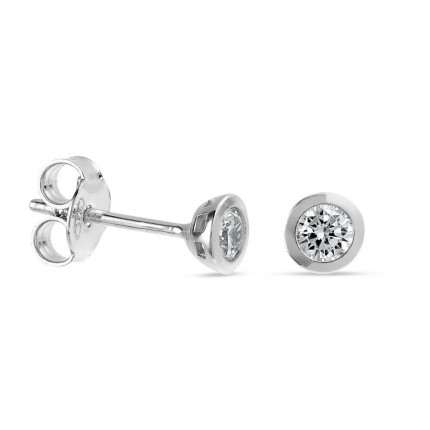 Brincos de prata chatón zircónia 3.5MM