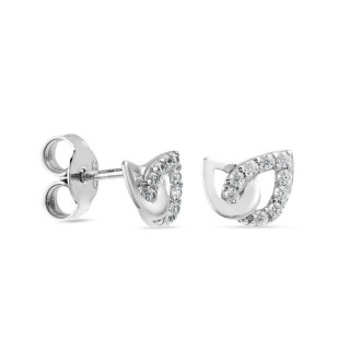 Pendientes de plata en forma de hoja con circonitas